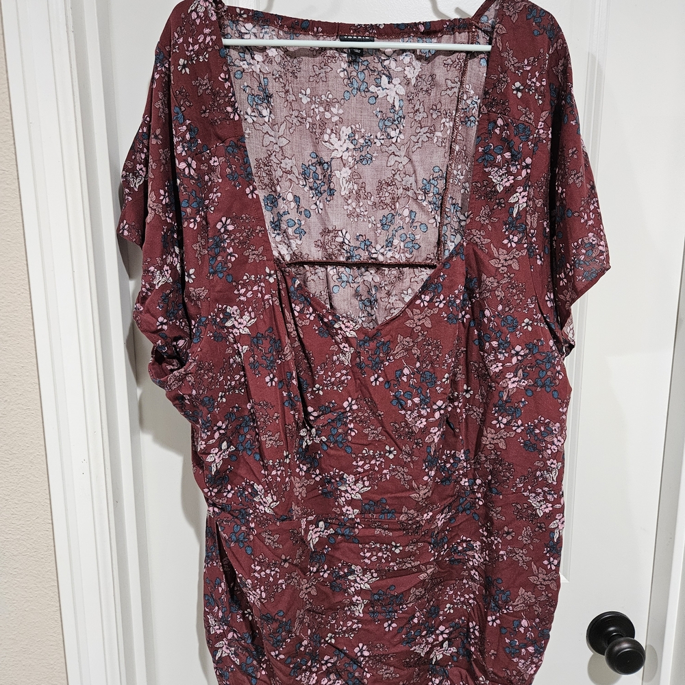Torrid Floral Burgundy Blouse